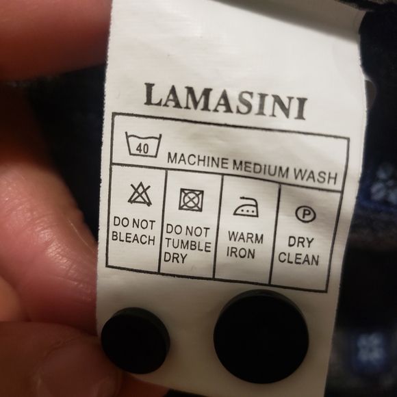 LAMASINI...BURGUNDY-BLUE LONG SLEEVE BUTTON UP SHIRT..SIZE:XL - Picture 9 of 10